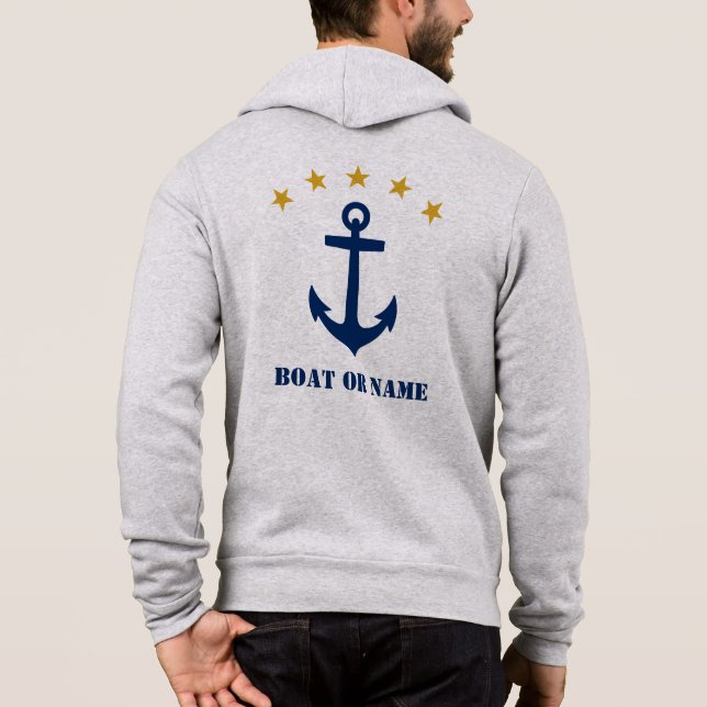 Ihr Name oder Bootname Klassischer Ankerschiff Gol Hoodie (Rückseite)