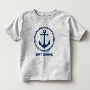 Ihr Name oder Bootname Sea Anchor Navy Blue Grau Kleinkind T-shirt