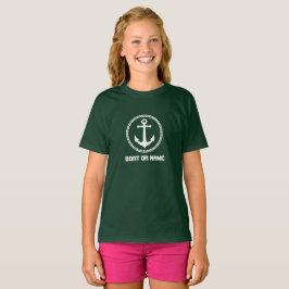 Ihr Name oder Bootsname Name Meer Anker Wald Grün T-Shirt