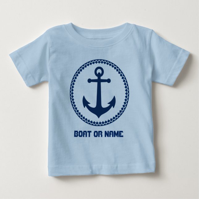 Ihr Name oder Bootsname Name Sea Anchering Navy un Baby T-shirt (Vorderseite)