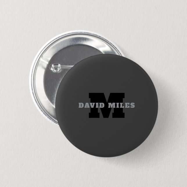 Ihr Name oder Firmenname | Modern maskulines Grau Button (Vorne & Hinten)