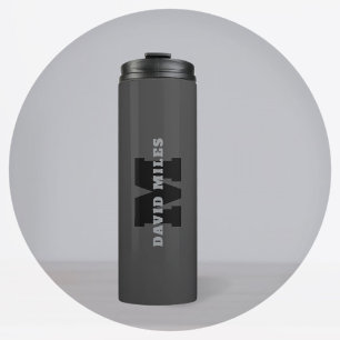 Ihr Name oder Firmenname Modern maskulines Grau Thermosbecher