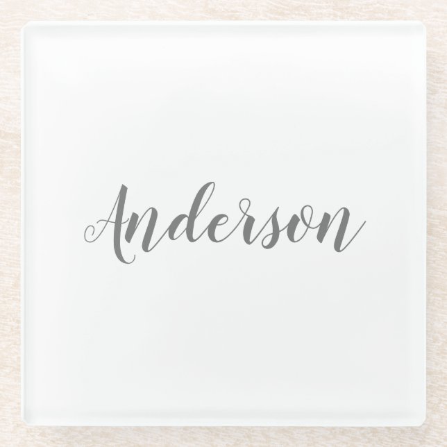 Ihr Name oder Text | Fancy Elegante Schrift Glasuntersetzer (Vorderseite)