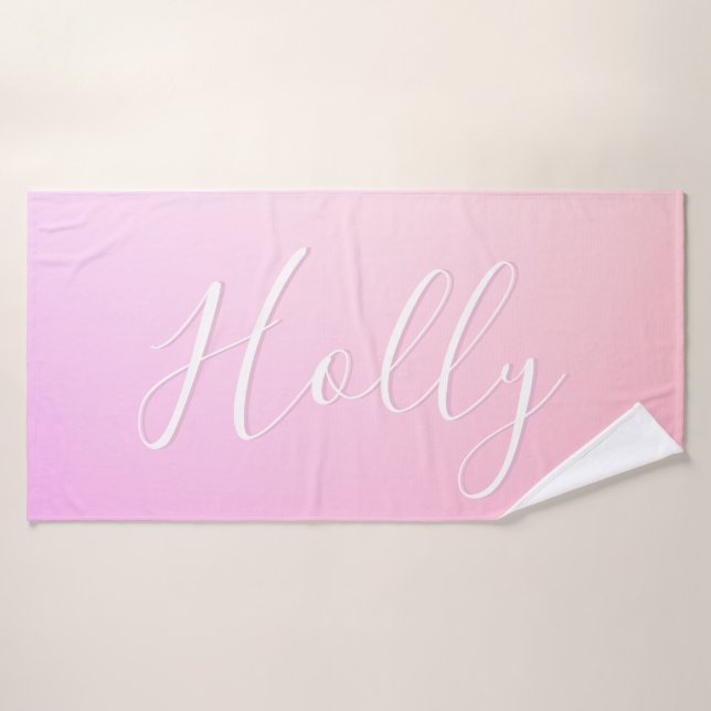 Ihr Name oder Wort | Pink Ombre Gradation Badehandtuch (Badehandtuch)