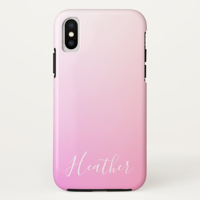 Ihr Name oder Wort | Pink Ombre Gradation Case-Mate iPhone Hülle (Rückseite)