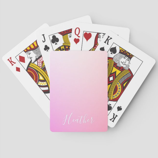 Ihr Name oder Wort | Pink Ombre Gradation Spielkarten (Rückseite)