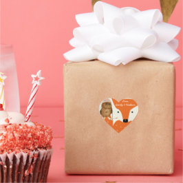 Ihr Name Owl mit Hat Fox Barn Wood Pattern Herz-Aufkleber
