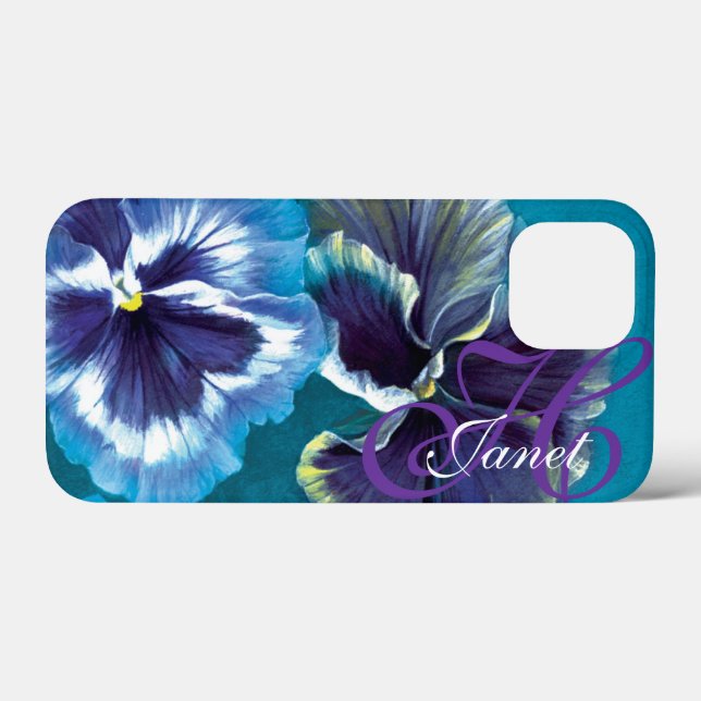 Ihr Name pansy floral aqui iphone case (Rückseite (Horizontal))