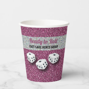 Ihr Name Pink Sparkle Dice Bunco Pappbecher