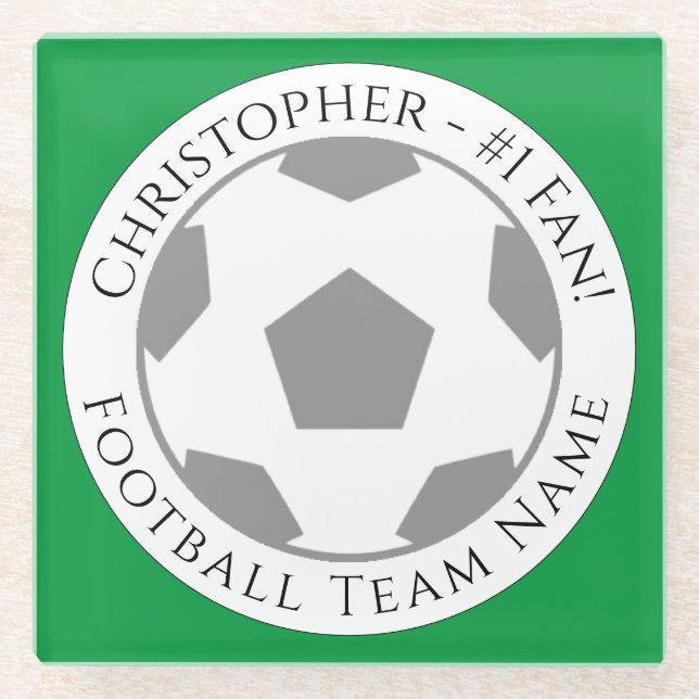 Ihr Name plus Fußball Team Name Glass Untersetzer (Vorderseite)