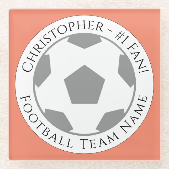 Ihr Name plus Fußball Team Name Glass Untersetzer (Vorderseite)