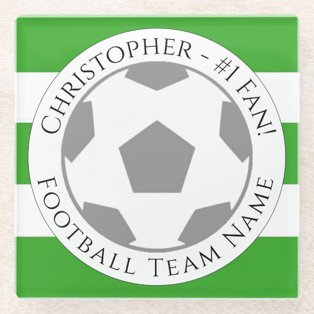 Ihr Name plus Fußball Team Name Glass Untersetzer (Vorderseite)