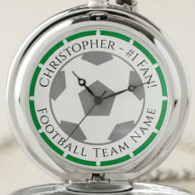 Ihr Name plus Fußball Team Name Pocket Watch