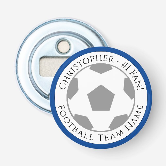 Ihr Name plus Name des Fußballteams Flaschenöffner (Vorderseite)