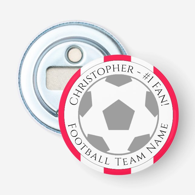 Ihr Name plus Name des Fußballteams Flaschenöffner (Vorderseite)