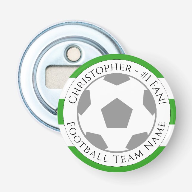 Ihr Name plus Name des Fußballteams Flaschenöffner (Vorderseite)