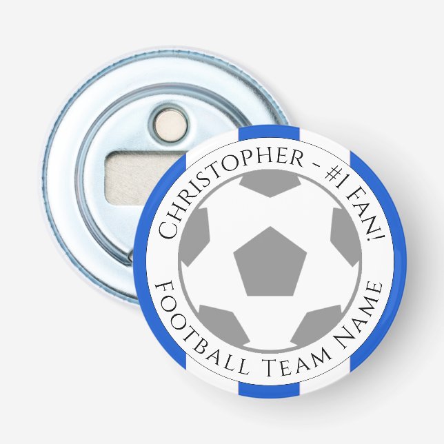 Ihr Name plus Name des Fußballteams Flaschenöffner (Vorderseite)