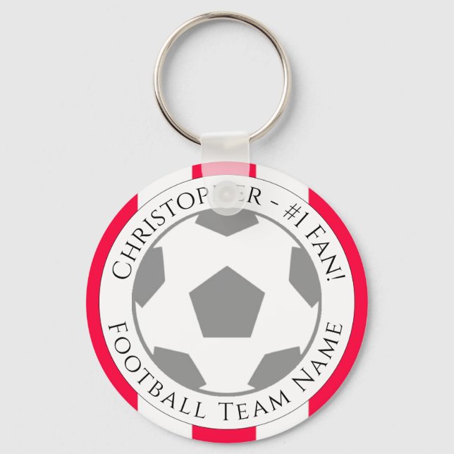 Ihr Name plus Name des Fußballteams Schlüsselanhänger (Vorderseite)