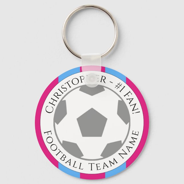Ihr Name plus Name des Fußballteams Schlüsselanhänger (Vorderseite)
