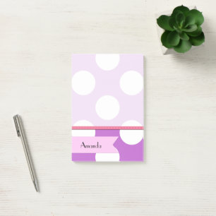 Ihr Name - Polka Dots, gepunktetes Muster - Lila Post-it Klebezettel