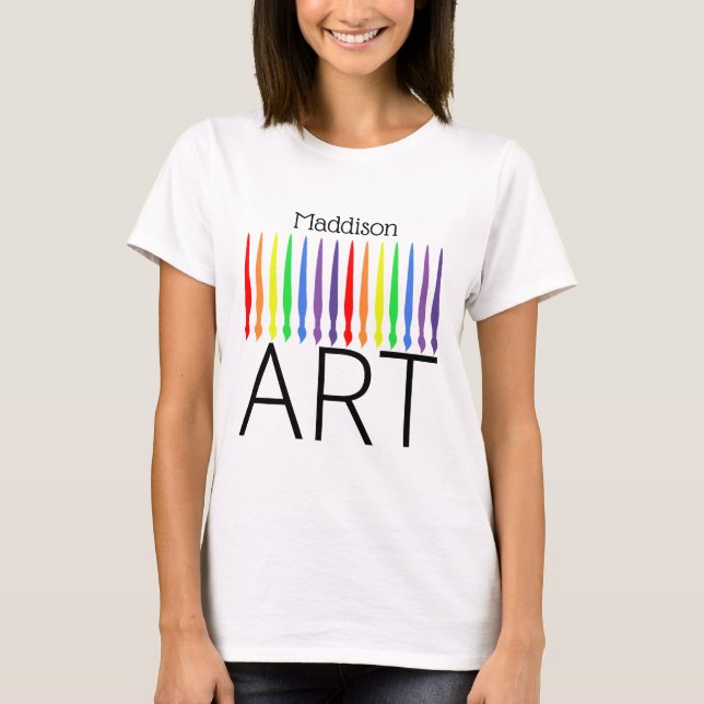 Ihr Name, Regenbogenfarbenbürsten und ART T-Shirt (Vorderseite)