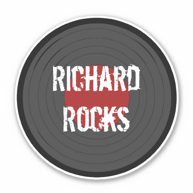 Ihr Name Rocks Vinyl Rock'n'Roll Record Aufkleber (Vorderseite)