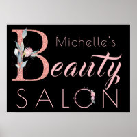 Ihr Name Schönheitssalon Blumen Glitzer rosa schwa