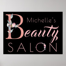 Ihr Name Schönheitssalon Blumen Glitzer rosa schwa
