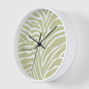 Ihr Name setzt Grün Zebra ein beliebiges Farbtierd Uhr