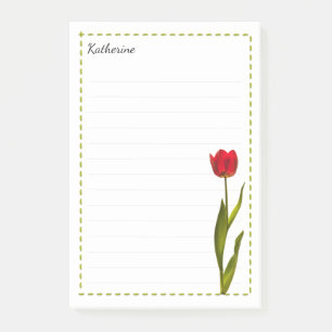 Ihr Name Tall Red Tulip Spring Floral Fotografie Post-it Klebezettel