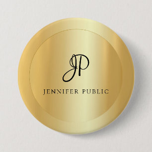 Ihr Name Textvorlage Elegante Imitat Gold Moderne Button