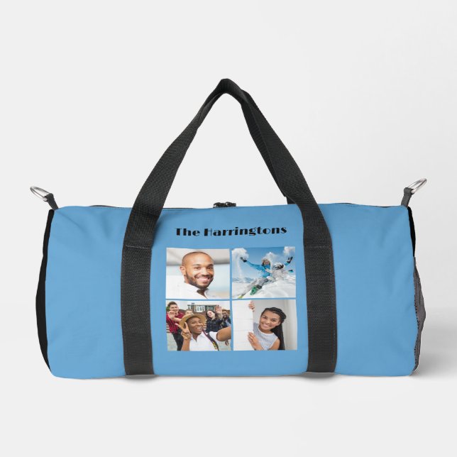 Ihr Name und 8 Fotos - benutzerdefinierte Farbe Duffle Bag (Vorderseite)