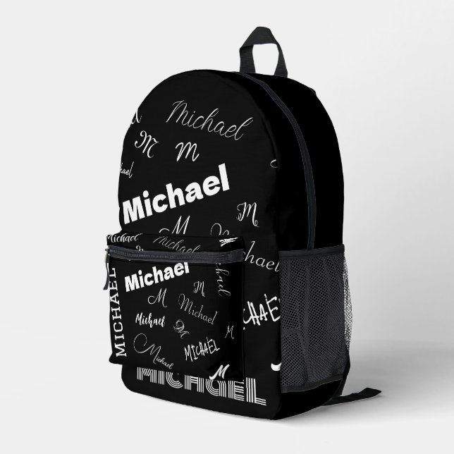 Ihr Name und Ihr benutzerdefiniertes Monogramm-Mus Bedruckter Rucksack (Rückseitige Ecke Rechts)