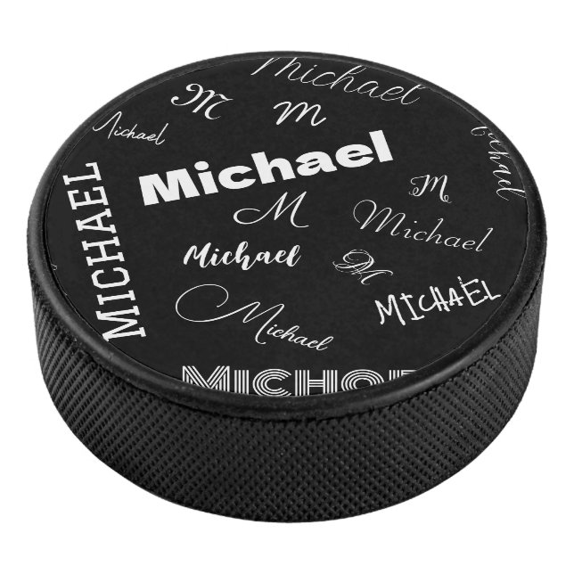 Ihr Name und Ihr benutzerdefiniertes Monogramm-Mus Eishockey Puck (3/4)