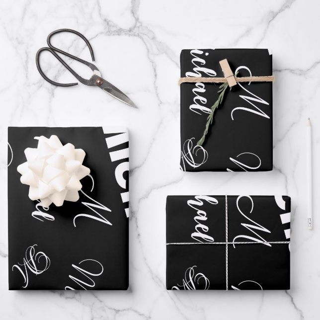 Ihr Name und Ihr benutzerdefiniertes Monogramm-Mus Geschenkpapier Set (Vorderseite)