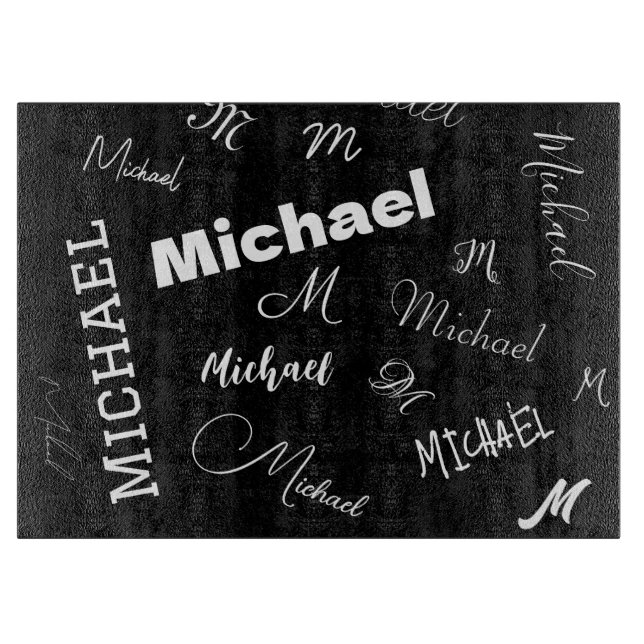 Ihr Name und Ihr benutzerdefiniertes Monogramm-Mus Schneidebrett (Vorderseite)