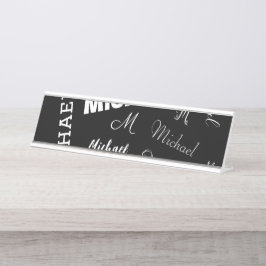 Ihr Name und Ihr benutzerdefiniertes Monogramm-Mus Schreibtischnamensplakette