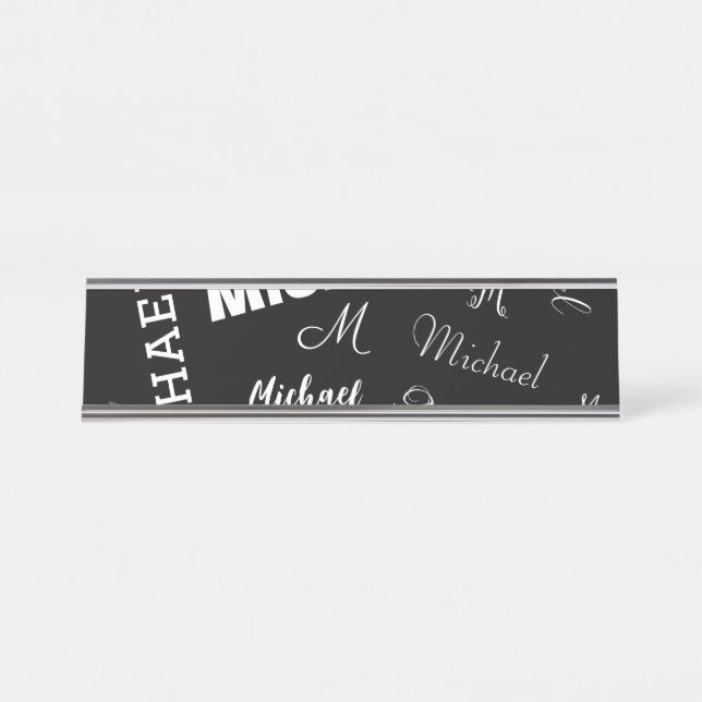 Ihr Name und Ihr benutzerdefiniertes Monogramm-Mus Schreibtischnamensplakette (Vorderseite )