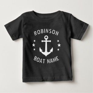 Ihr Name und Ihr Boot Vintage Ankerstars Schwarz-w Baby T-shirt