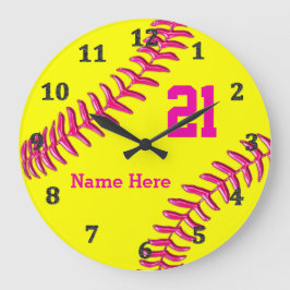 IHR NAME und IHRE NUMMER auf Coolen Softball-Wall- Große Wanduhr