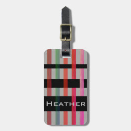 Ihr Name und moderne Weaver farbige Streifen/grau Gepäckanhänger