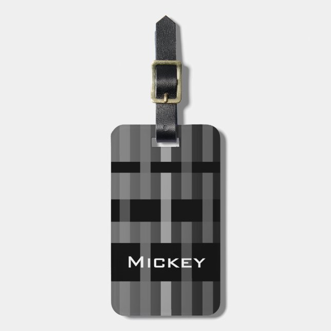 Ihr Name und moderne Webstreifen Gepäckanhänger (Vorderseite vertikal)