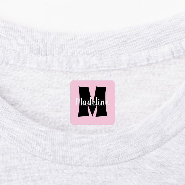 Ihr Name und Monogramm - Farbhintergrund Etiketten (Befestigt)