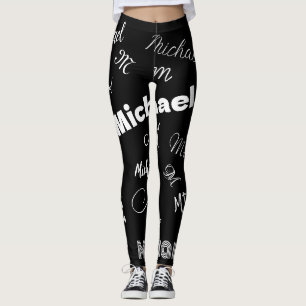 Ihr Name und Monogramm individuelles Muster schwar Leggings