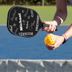 Ihr Name und Monogramm individuelles Muster schwar Pickleball Schläger