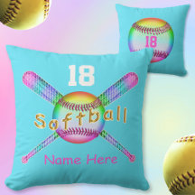 IHR NAME und ZAHL auf coolen Softball-Kissen