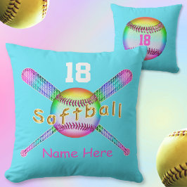 IHR NAME und ZAHL auf coolen Softball-Kissen Kissen