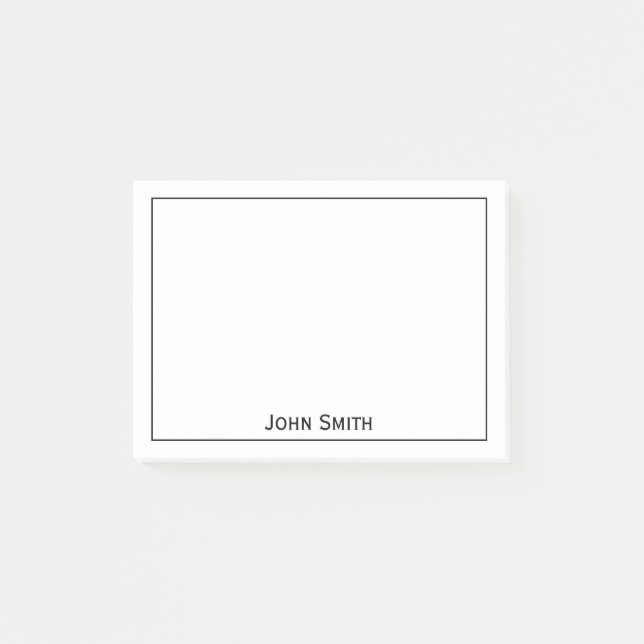 Ihr Name Unternehmen Minimalistisch Schwarz/Weiß Post-it Klebezettel (Vorderseite)