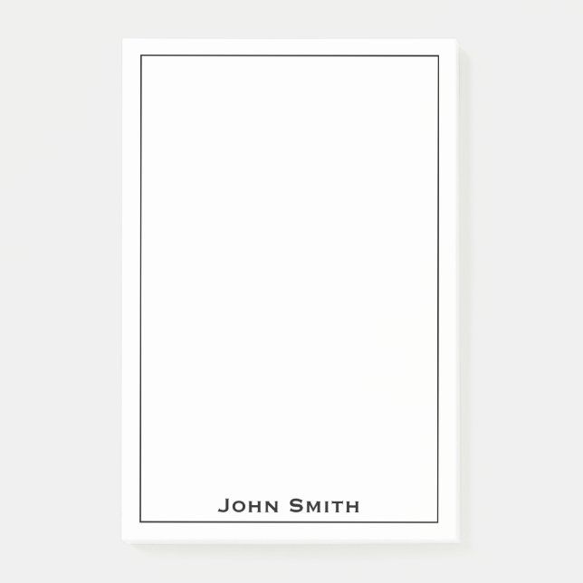 Ihr Name Unternehmen Minimalistisch Schwarz/Weiß Post-it Klebezettel (Vorderseite)