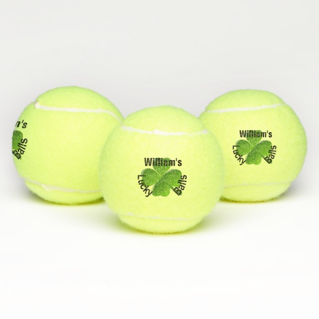 Ihr Name Vierblättriges Kleeblatt Glück Tennisbälle (Multi)